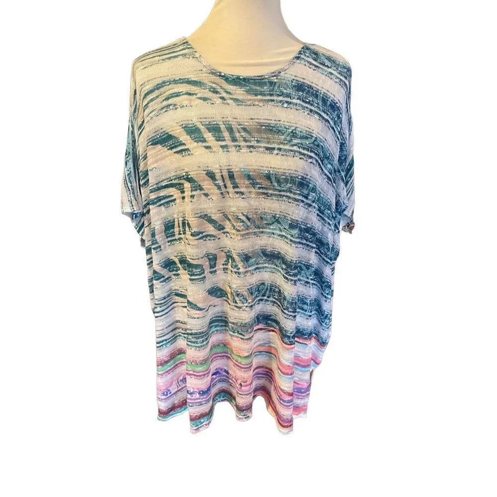 Avenue Womens Sweater Batwing Sleeve Scoop Neck Stretch Multicolor Size 18/20